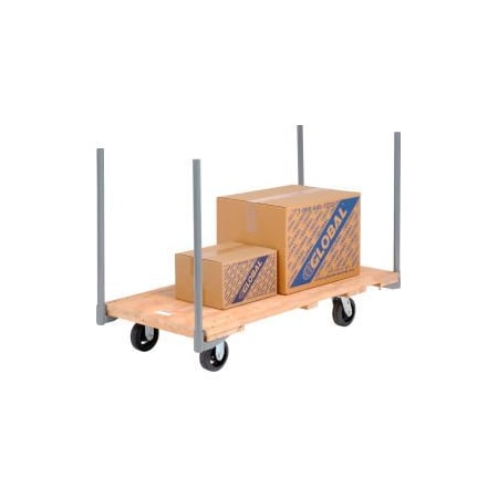 Global Equipment Stake Handle Hardwood Deck Truck 54x27 2000 Lb. Cap. 6" Rubber Casters 241703